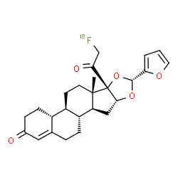 ChemSpider 2D Image | (4aR,4bS,6aS,6bS,8R,9aR,10aS,10bR)-6b-[(~18~F)Fluoroacetyl]-8-(2-furyl)-6a-methyl-3,4,4a,4b,5,6,6a,6b,9a,10,10a,10b,11,12-tetradecahydro-2H-naphtho[2',1':4,5]indeno[1,2-d][1,3]dioxol-2-one | C25H2918FO5