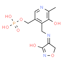 ChemSpider 2D Image | (5-Hydroxy-4-{[(Z)-(3-hydroxy-1,2-oxazol-4(5H)-ylidene)amino]methyl}-6-methyl-3-pyridinyl)methyl dihydrogen phosphate | C11H14N3O7P