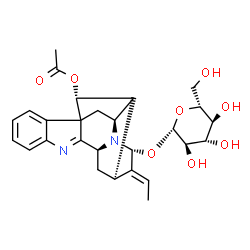 ChemSpider 2D Image | (15alpha,16xi,17R,19E,21alpha)-21-(beta-D-Glucopyranosyloxy)-1,2-didehydro-2,7-dihydro-7,17-cyclosarpagan-17-yl acetate | C27H32N2O8