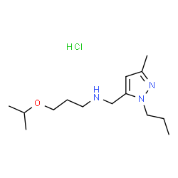 ChemSpider 2D Image | 3-Isopropoxy-N-[(3-methyl-1-propyl-1H-pyrazol-5-yl)methyl]-1-propanamine hydrochloride (1:1) | C14H28ClN3O