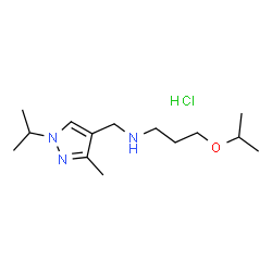 ChemSpider 2D Image | 3-Isopropoxy-N-[(1-isopropyl-3-methyl-1H-pyrazol-4-yl)methyl]-1-propanamine hydrochloride (1:1) | C14H28ClN3O
