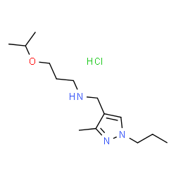 ChemSpider 2D Image | 3-Isopropoxy-N-[(3-methyl-1-propyl-1H-pyrazol-4-yl)methyl]-1-propanamine hydrochloride (1:1) | C14H28ClN3O