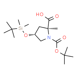 ChemSpider 2D Image | (4R)-4-{[Dimethyl(2-methyl-2-propanyl)silyl]oxy}-2-methyl-1-{[(2-methyl-2-propanyl)oxy]carbonyl}-L-proline | C17H33NO5Si