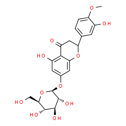 ChemSpider 2D Image | 5-Hydroxy-2-(3-hydroxy-4-methoxyphenyl)-4-oxo-3,4-dihydro-2H-chromen-7-yl beta-D-glucopyranoside | C22H24O11