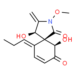 ChemSpider 2D Image | (4R,5S,6R,10E)-4,6-Dihydroxy-2-methoxy-3-methylene-10-propylidene-2-azaspiro[4.5]dec-8-ene-1,7-dione | C14H17NO5