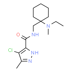 ChemSpider 2D Image | 4-Chloro-N-({1-[ethyl(methyl)amino]cyclohexyl}methyl)-3-methyl-1H-pyrazole-5-carboxamide | C15H25ClN4O