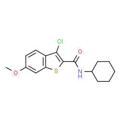 ChemSpider 2D Image | 3-Chloro-N-cyclohexyl-6-methoxy-1-benzothiophene-2-carboxamide | C16H18ClNO2S
