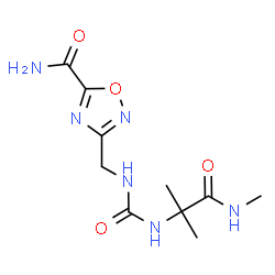 ChemSpider 2D Image | 3-[({[2-Methyl-1-(methylamino)-1-oxo-2-propanyl]carbamoyl}amino)methyl]-1,2,4-oxadiazole-5-carboxamide | C10H16N6O4