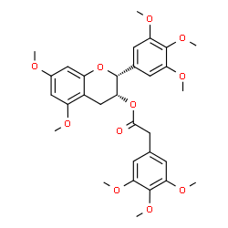 ChemSpider 2D Image | (2R,3R)-5,7-Dimethoxy-2-(3,4,5-trimethoxyphenyl)-3,4-dihydro-2H-chromen-3-yl (3,4,5-trimethoxyphenyl)acetate | C31H36O11