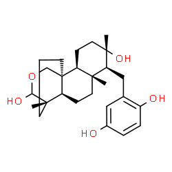 ChemSpider 2D Image | (13alpha,14beta)-14-(2,5-Dihydroxybenzyl)-8,13-dimethyl-15,17-epoxypodocarpane-13,15-diol | C26H38O5