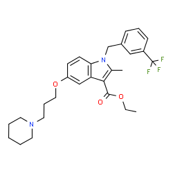 ChemSpider 2D Image | Ethyl 2-methyl-5-[3-(1-piperidinyl)propoxy]-1-[3-(trifluoromethyl)benzyl]-1H-indole-3-carboxylate | C28H33F3N2O3