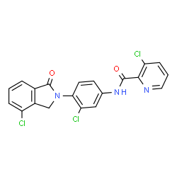 ChemSpider 2D Image | 3-Chloro-N-[3-chloro-4-(4-chloro-1-oxo-1,3-dihydro-2H-isoindol-2-yl)phenyl]-2-pyridinecarboxamide | C20H12Cl3N3O2