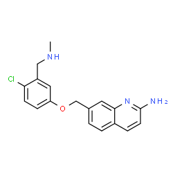 ChemSpider 2D Image | 7-({4-Chloro-3-[(methylamino)methyl]phenoxy}methyl)-2-quinolinamine | C18H18ClN3O