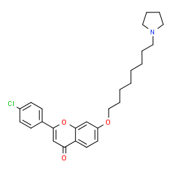 ChemSpider 2D Image | 2-(4-Chlorophenyl)-7-{[8-(1-pyrrolidinyl)octyl]oxy}-4H-chromen-4-one | C27H32ClNO3