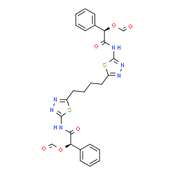 ChemSpider 2D Image | 1,4-Butanediylbis[1,3,4-thiadiazole-5,2-diylimino(1R)-2-oxo-1-phenyl-2,1-ethanediyl] diformate | C26H24N6O6S2