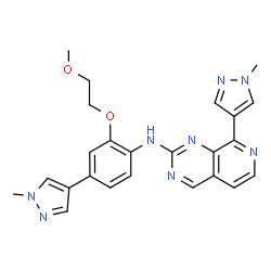 ChemSpider 2D Image | N-[2-(2-Methoxyethoxy)-4-(1-methyl-1H-pyrazol-4-yl)phenyl]-8-(1-methyl-1H-pyrazol-4-yl)pyrido[3,4-d]pyrimidin-2-amine | C24H24N8O2