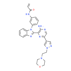 ChemSpider 2D Image | N-{3-[2-(3-Amino-6-{1-[2-(4-morpholinyl)ethyl]-1H-pyrazol-4-yl}-2-pyrazinyl)-1H-benzimidazol-1-yl]phenyl}acrylamide | C29H29N9O2