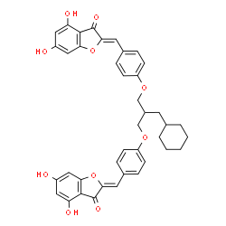 ChemSpider 2D Image | (2Z,2'Z)-2,2'-{[2-(Cyclohexylmethyl)-1,3-propanediyl]bis[oxy-4,1-phenylene(Z)methylylidene]}bis(4,6-dihydroxy-1-benzofuran-3(2H)-one) | C40H36O10