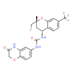 ChemSpider 2D Image | 1-[(2R,4R)-2-(Fluoromethyl)-2-methyl-7-(trifluoromethyl)-3,4-dihydro-2H-chromen-4-yl]-3-(3-oxo-3,4-dihydro-2H-1,4-benzoxazin-6-yl)urea | C21H19F4N3O4