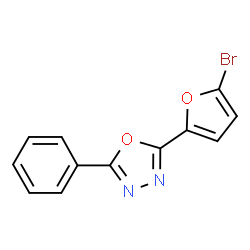 ChemSpider 2D Image | 2-(5-Bromo-2-furyl)-5-phenyl-1,3,4-oxadiazole | C12H7BrN2O2