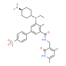 ChemSpider 2D Image | 5-{[trans-4-(Dimethylamino)cyclohexyl](ethyl)amino}-N-[(4,6-dimethyl-2-oxo-1,2-dihydro-3-pyridinyl)methyl]-4-methyl-4'-(methylsulfonyl)-3-biphenylcarboxamide | C33H44N4O4S