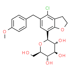 ChemSpider 2D Image | (1S)-1,5-Anhydro-1-[4-chloro-5-(4-methoxybenzyl)-2,3-dihydro-1-benzofuran-7-yl]-D-glucitol | C22H25ClO7