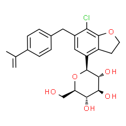 ChemSpider 2D Image | (1S)-1,5-Anhydro-1-[7-chloro-6-(4-isopropenylbenzyl)-2,3-dihydro-1-benzofuran-4-yl]-D-glucitol | C24H27ClO6