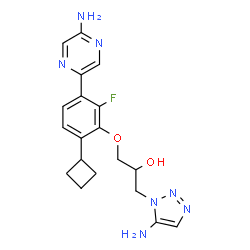 ChemSpider 2D Image | 1-[3-(5-Amino-2-pyrazinyl)-6-cyclobutyl-2-fluorophenoxy]-3-(5-amino-1H-1,2,3-triazol-1-yl)-2-propanol | C19H22FN7O2