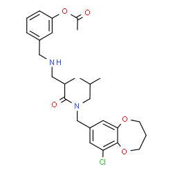ChemSpider 2D Image | 3-{[(3-{[(9-Chloro-3,4-dihydro-2H-1,5-benzodioxepin-7-yl)methyl](isobutyl)amino}-2-methyl-3-oxopropyl)amino]methyl}phenyl acetate | C27H35ClN2O5