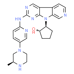 ChemSpider 2D Image | (1S,2S)-2-[2-({5-[(3S)-3-Methyl-1-piperazinyl]-2-pyridinyl}amino)-9H-pyrido[4',3':4,5]pyrrolo[2,3-d]pyrimidin-9-yl]cyclopentanol | C24H28N8O