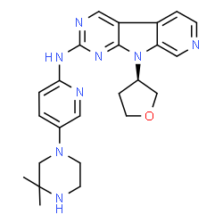 ChemSpider 2D Image | N-[5-(3,3-Dimethyl-1-piperazinyl)-2-pyridinyl]-9-[(3R)-tetrahydro-3-furanyl]-9H-pyrido[4',3':4,5]pyrrolo[2,3-d]pyrimidin-2-amine | C24H28N8O