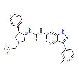 ChemSpider 2D Image | 1-[3-(2-Methyl-4-pyridinyl)-1H-pyrazolo[4,3-c]pyridin-6-yl]-3-[(3S,4R)-4-phenyl-1-(2,2,2-trifluoroethyl)-3-pyrrolidinyl]urea | C25H24F3N7O