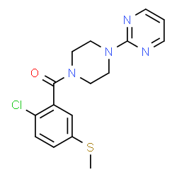 ChemSpider 2D Image | [2-Chloro-5-(methylsulfanyl)phenyl][4-(2-pyrimidinyl)-1-piperazinyl]methanone | C16H17ClN4OS