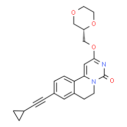 ChemSpider 2D Image | 9-(Cyclopropylethynyl)-2-[(2S)-1,4-dioxan-2-ylmethoxy]-6,7-dihydro-4H-pyrimido[6,1-a]isoquinolin-4-one | C22H22N2O4