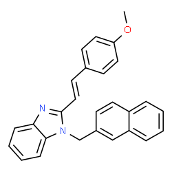 ChemSpider 2D Image | 2-[(E)-2-(4-Methoxyphenyl)vinyl]-1-(2-naphthylmethyl)-1H-benzimidazole | C27H22N2O