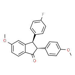 ChemSpider 2D Image | (2R,3R)-3-(4-Fluorophenyl)-5-methoxy-2-(4-methoxyphenyl)-1-indanone | C23H19FO3