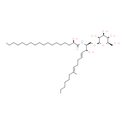 ChemSpider 2D Image | (2R)-N-[(2S,3R,4E,8E)-1-(beta-D-Glucopyranosyloxy)-3-hydroxy-9-methyl-4,8-pentadecadien-2-yl]-2-hydroxyoctadecanamide | C40H75NO9