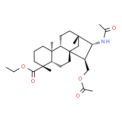 ChemSpider 2D Image | Ethyl (15beta,16alpha)-16-acetamido-15-(acetoxymethyl)beyeran-18-oate | C27H43NO5