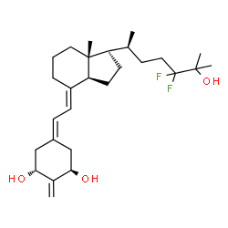 ChemSpider 2D Image | (1R,3R,7E,17alpha)-17-[(2S)-5,5-Difluoro-6-hydroxy-6-methyl-2-heptanyl]-2-methylene-9,10-secoestra-5,7-diene-1,3-diol | C27H42F2O3
