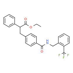 ChemSpider 2D Image | Ethyl 2-phenyl-3-(4-{[2-(trifluoromethyl)benzyl]carbamoyl}phenyl)propanoate | C26H24F3NO3