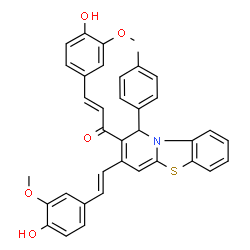 ChemSpider 2D Image | (2E)-3-(4-Hydroxy-3-methoxyphenyl)-1-{3-[(E)-2-(4-hydroxy-3-methoxyphenyl)vinyl]-1-(4-methylphenyl)-1H-pyrido[2,1-b][1,3]benzothiazol-2-yl}-2-propen-1-one | C37H31NO5S