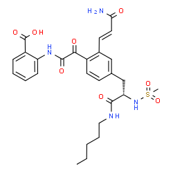 ChemSpider 2D Image | 2-{[{2-[(1E)-3-Amino-3-oxo-1-propen-1-yl]-4-[(2S)-2-[(methylsulfonyl)amino]-3-oxo-3-(pentylamino)propyl]phenyl}(oxo)acetyl]amino}benzoic acid | C27H32N4O8S