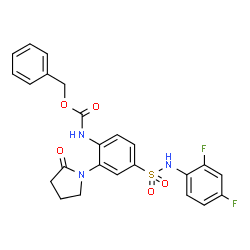ChemSpider 2D Image | Benzyl {4-[(2,4-difluorophenyl)sulfamoyl]-2-(2-oxo-1-pyrrolidinyl)phenyl}carbamate | C24H21F2N3O5S