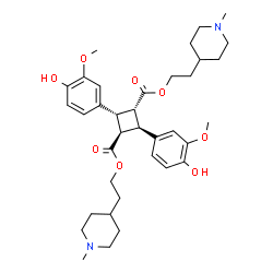 ChemSpider 2D Image | Bis[2-(1-methyl-4-piperidinyl)ethyl] 2,4-bis(4-hydroxy-3-methoxyphenyl)-1,3-cyclobutanedicarboxylate | C36H50N2O8
