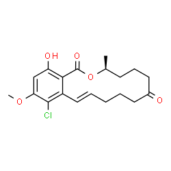 ChemSpider 2D Image | (3S,11E)-13-Chloro-16-hydroxy-14-methoxy-3-methyl-3,4,5,6,9,10-hexahydro-1H-2-benzoxacyclotetradecine-1,7(8H)-dione | C19H23ClO5