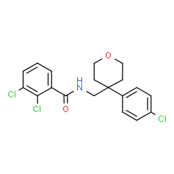 ChemSpider 2D Image | 2,3-Dichloro-N-{[4-(4-chlorophenyl)tetrahydro-2H-pyran-4-yl]methyl}benzamide | C19H18Cl3NO2