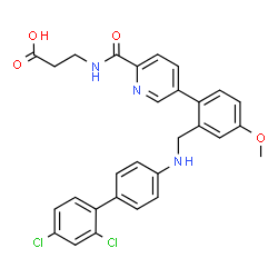 ChemSpider 2D Image | N-{[5-(2-{[(2',4'-Dichloro-4-biphenylyl)amino]methyl}-4-methoxyphenyl)-2-pyridinyl]carbonyl}-beta-alanine | C29H25Cl2N3O4