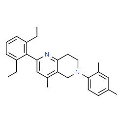 ChemSpider 2D Image | 2-(2,6-Diethylphenyl)-6-(2,4-dimethylphenyl)-4-methyl-5,6,7,8-tetrahydro-1,6-naphthyridine | C27H32N2