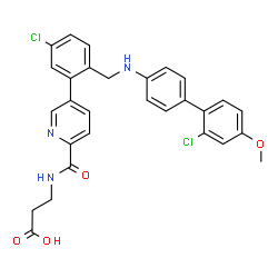 ChemSpider 2D Image | N-{[5-(5-Chloro-2-{[(2'-chloro-4'-methoxy-4-biphenylyl)amino]methyl}phenyl)-2-pyridinyl]carbonyl}-beta-alanine | C29H25Cl2N3O4