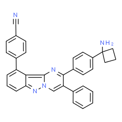 ChemSpider 2D Image | 4-{2-[4-(1-Aminocyclobutyl)phenyl]-3-phenylpyrimido[1,2-b]indazol-10-yl}benzonitrile | C33H25N5